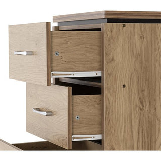 Crieff Narrow Wooden Chest Of 5 Drawers In Oak Effect