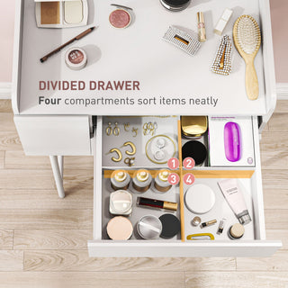homcom three drawer compact dressing table white