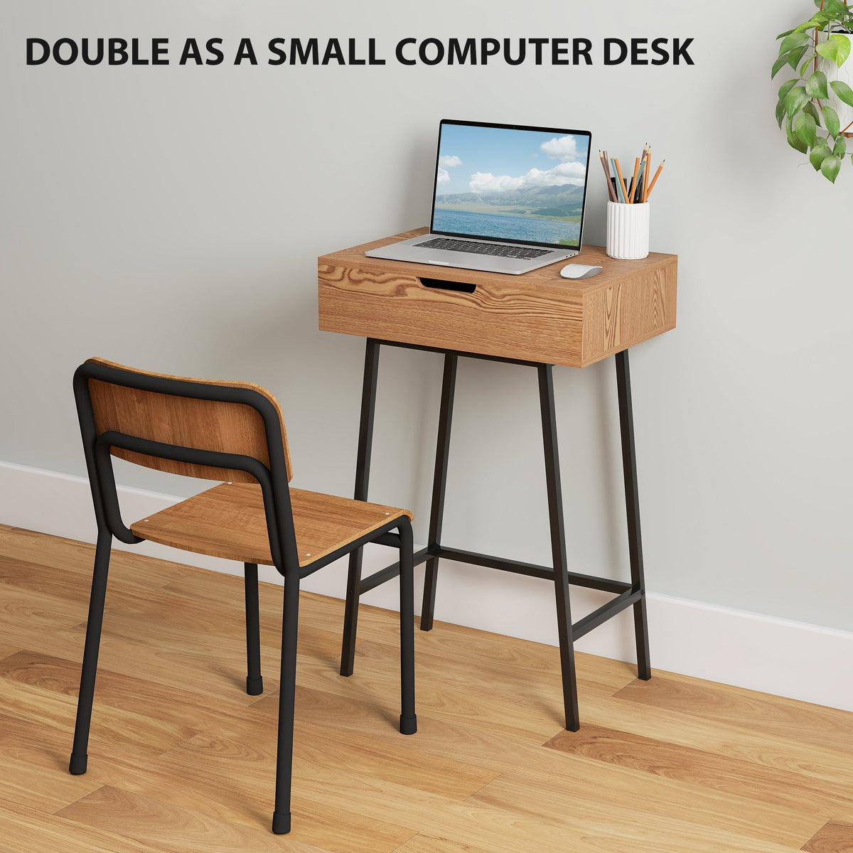 homcom vanity desk with flip up mirror industrial dressing table with 16 small compartments for bedroom natural wood effect