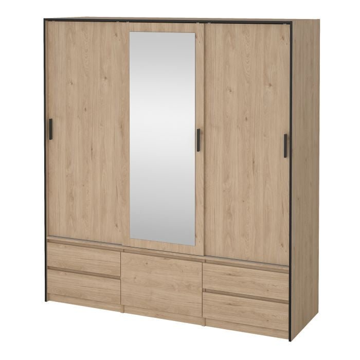Lacoste 181cm 3-Door Mirrored Sliding Wardrobe – Jackson Hickory Oak – product image 12