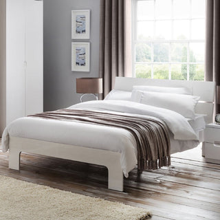 Manhattan Double White High Gloss Lacquer Bed Frame with modern design and clean lines.