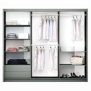 Sliding Wardrobe - OLDHAM 3 Door Mirrored Wardrobe Graphite 250cm