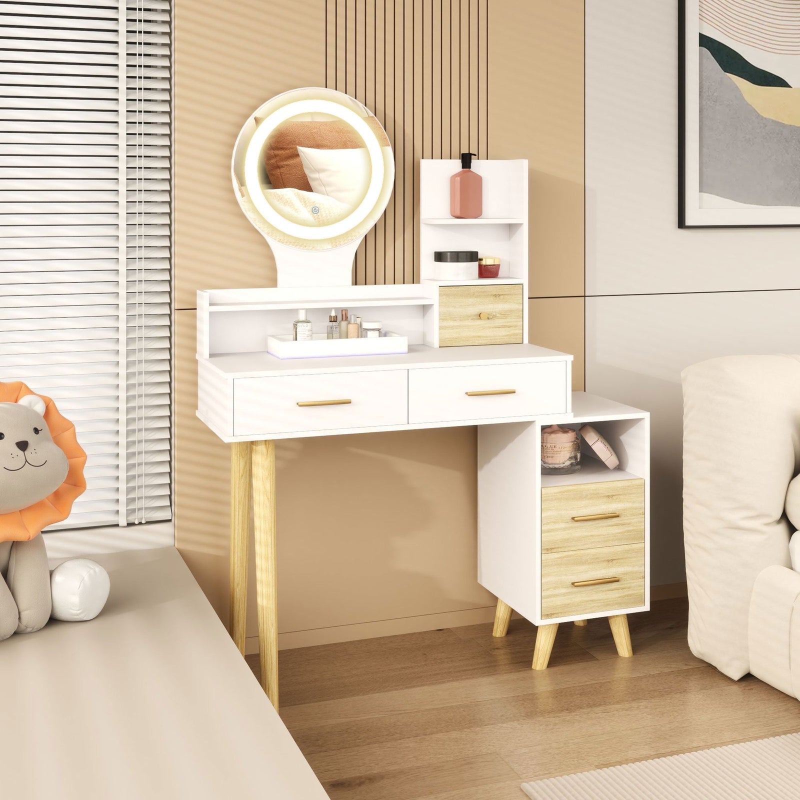 homcom elegant dressing table with storage white