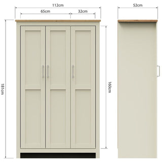 3 Door Wardrobe Lisbon - Cream