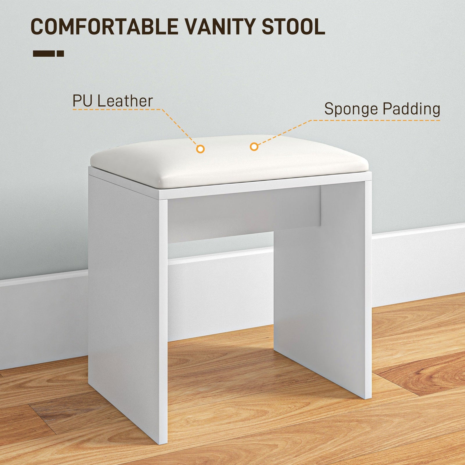 homcom dressing table and stool set with storage white