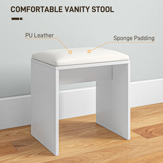 homcom dressing table and stool set with storage white
