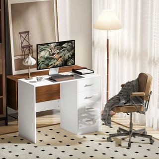homcom computer desk with drawers dressing table high gloss home office writing workstation white