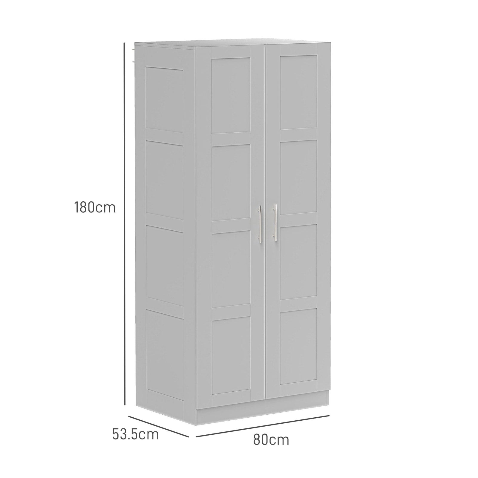 homcom double paneled door wardrobe with shelves grey