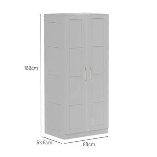 homcom double paneled door wardrobe with shelves grey