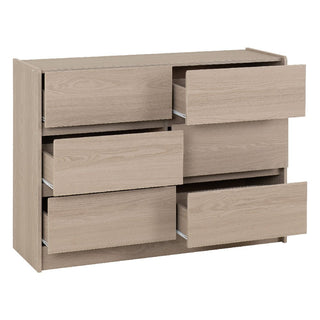 Palmyra smoked ash chest of 6 drawers with four drawers open