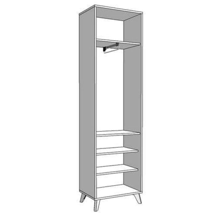 Grey oak narrow wardrobe with one door and hanging rail