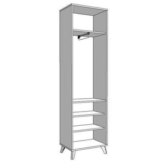 Grey oak narrow wardrobe with one door and hanging rail