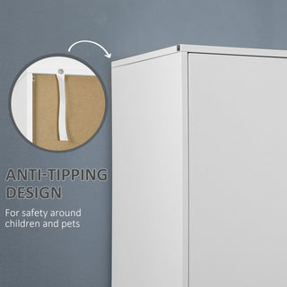 homcom 2 door wardrobe with 2 drawers hanging rod and anti tipping straps for bedroom clothes storage organisation white