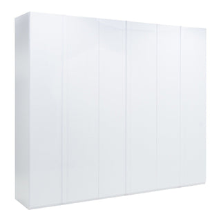 White gloss six-door wardrobe, 270cm width, front view