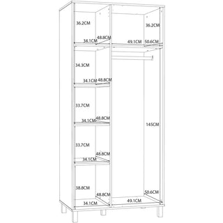 Florence Grafton 2 Door Cream and Oak Wardrobe