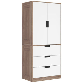 homcom two door two drawer wardrobe white brown