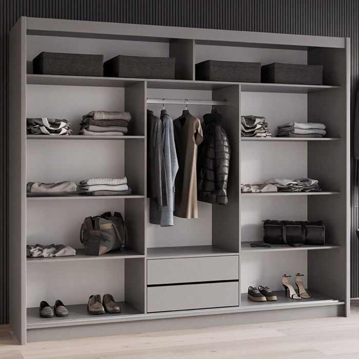 Kinross II 250cm 3-Door Mirrored Sliding Wardrobe – Graphite – product image 6
