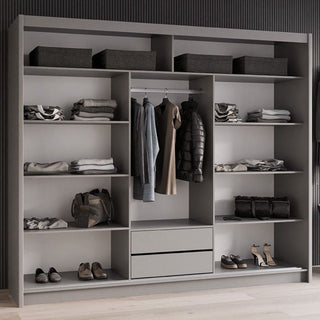 Sliding Wardrobe - KINROSS II 3 Door Mirrored Wardrobe Graphite 250cm