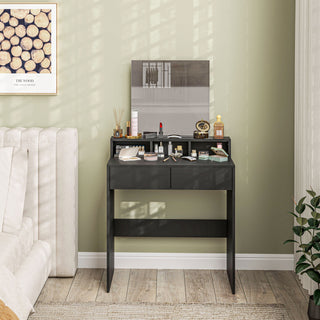 homcom multi storage dressing table with mirror black
