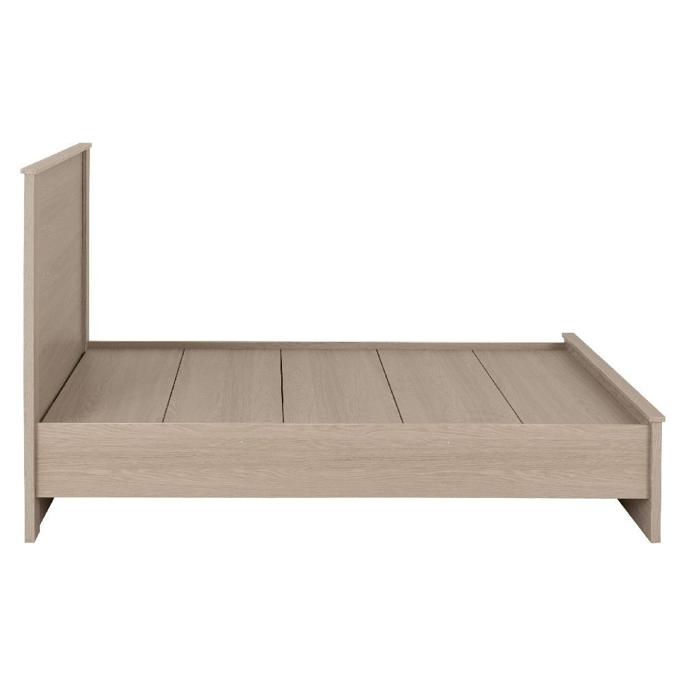 Palmyra Wooden Double Bed in Smoked Ash - Side view