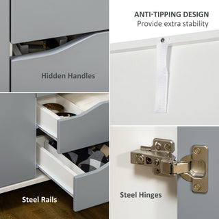 homcom bedroom furniture set wardrobe with hanging rail 3 drawer chest of drawers bedside table with drawer grey and white