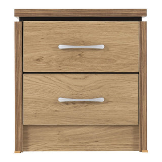 Crieff Wooden Bedside Cabinet With 2 Drawers In Oak And Walnut