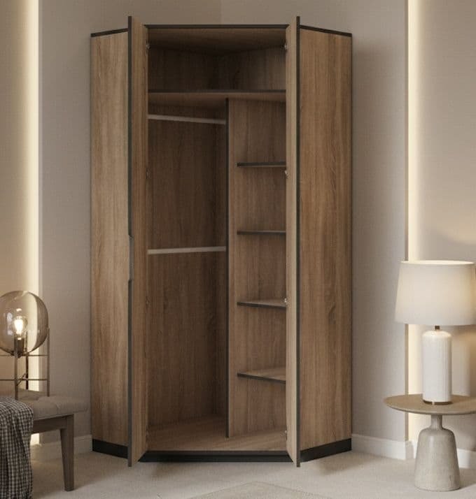 Corner Wardrobe - ZAGREB 2 Door Wardrobe Oak 95cm – product image 2