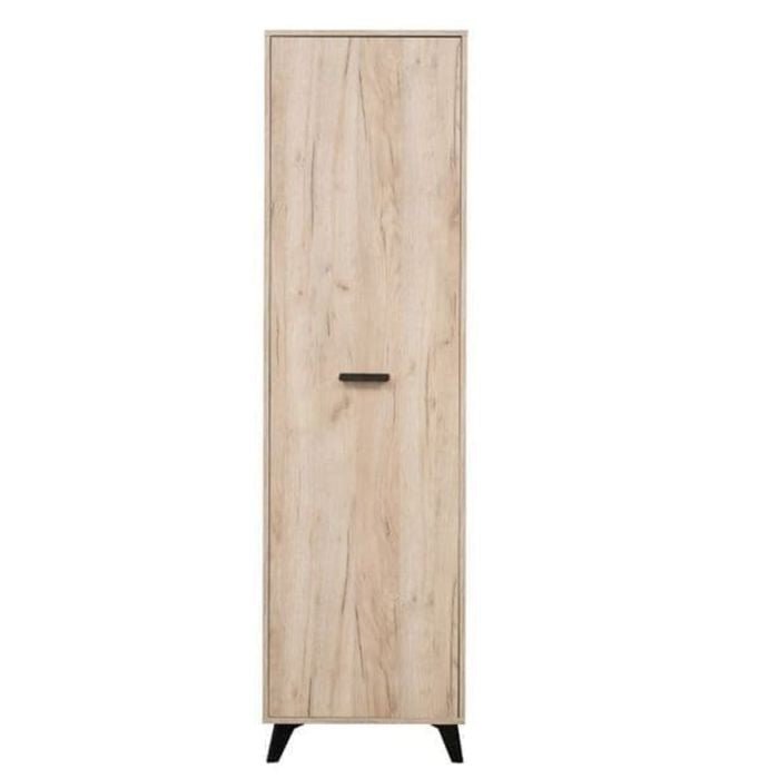 Grey oak effect 1 door wardrobe with black handle and black legs