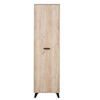 Grey oak effect 1 door wardrobe with black handle and black legs