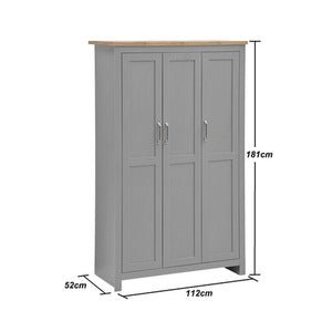 CHOICEWARDROBE Lisbon Grey 3 Door Wardrobe