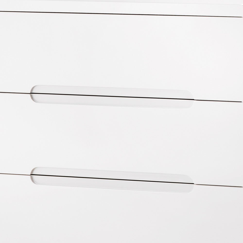 MANHATTAN 3 Drawer White High Gloss Chest of Drawers with recessed handles