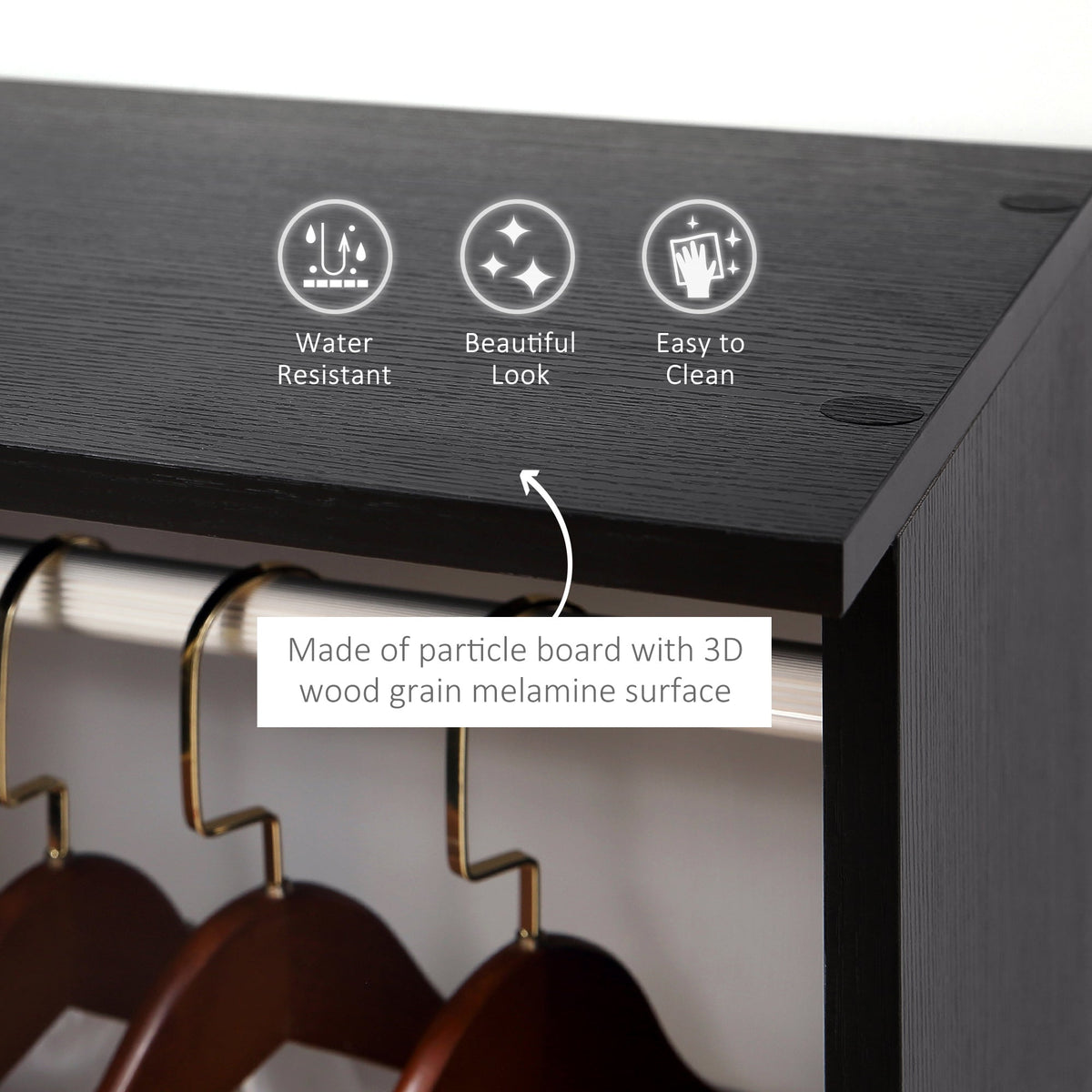 homcom open wardrobe double mobile storage shelves organizer w 6 wheels black