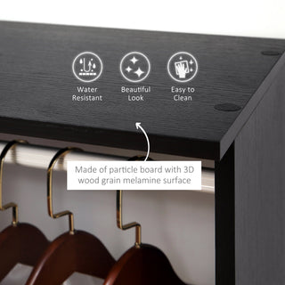 homcom open wardrobe double mobile storage shelves organizer w 6 wheels black