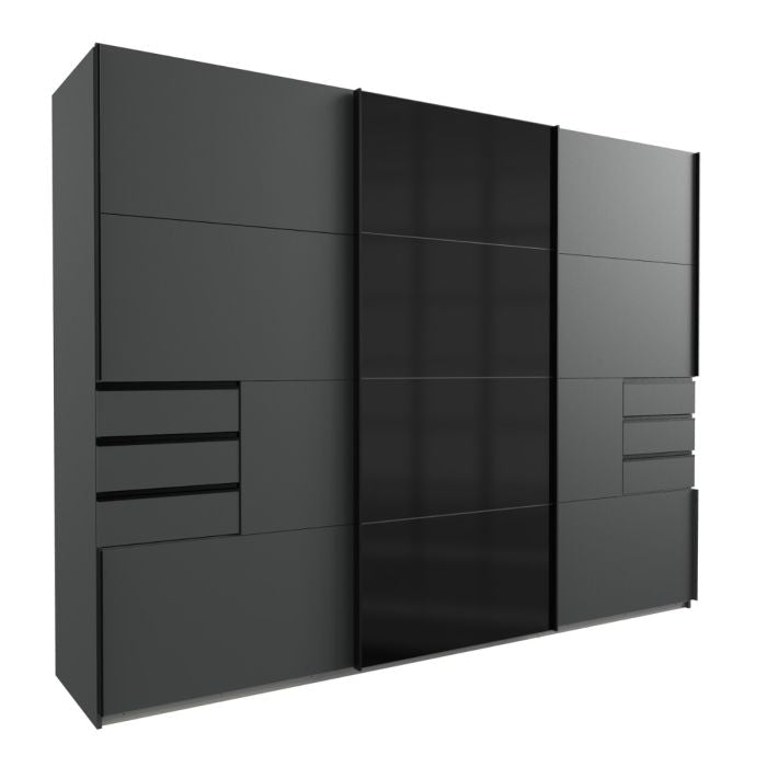 Aurex 203cm 3-Door Glass-Fronted Sliding Wardrobe – Black Tinted Glass – product image 5
