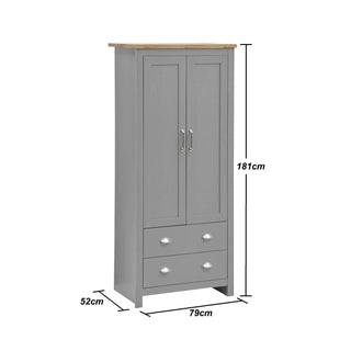 Lisbon 2 Door 2 Drawers Wardrobe - Light Grey