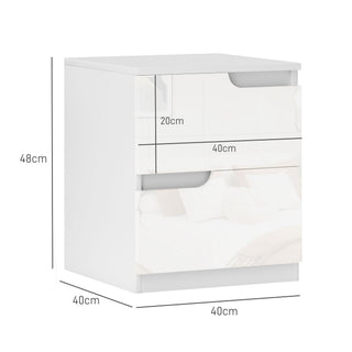 homcom high gloss bedside table set of 2 white