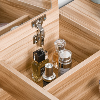 homcom dressing table with flip up mirror and cushioned stool makeup vanity desk with hidden compartments and storage drawer convertible writing table for bedroom natural