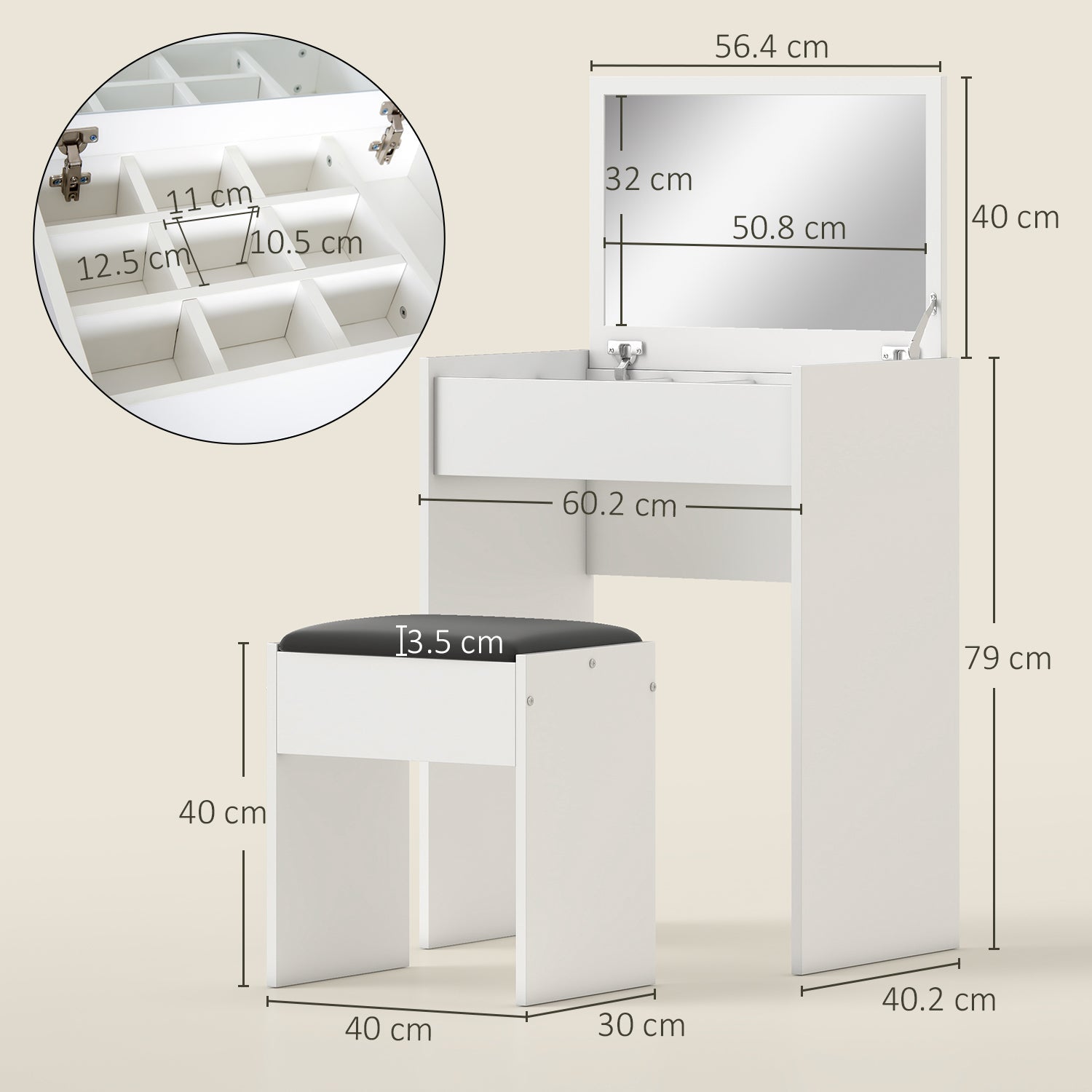 homcom dressing table with mirror and stool vanity makeup table with flip up mirror vanity desk with storage unit and padded seat white
