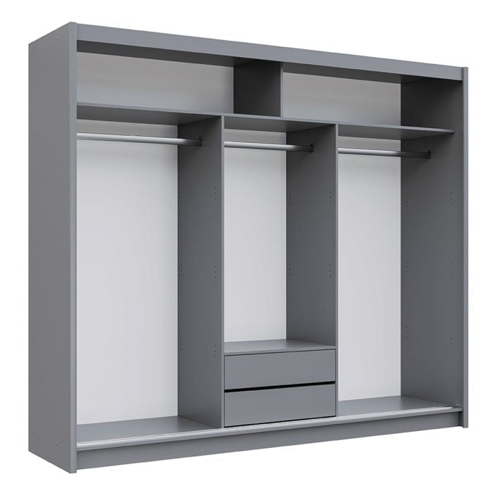 Kinross II 250cm 3-Door Mirrored Sliding Wardrobe – Graphite – product image 11