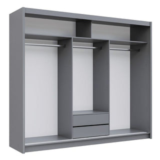 Sliding Wardrobe - KINROSS II 3 Door Mirrored Wardrobe Graphite 250cm