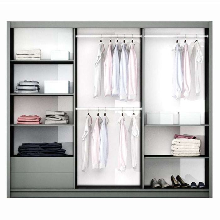Oldham 250cm 3-Door Mirrored Sliding Wardrobe – White – product image 3