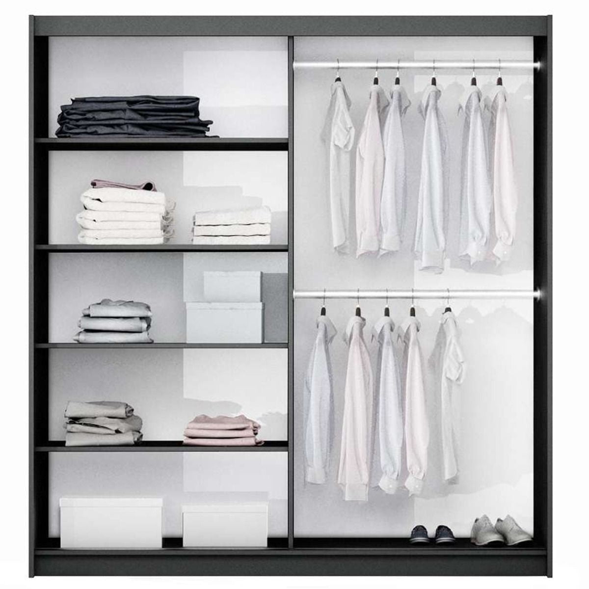 Oldham 200cm 2-Door Mirrored Sliding Wardrobe – Grey – product image 3