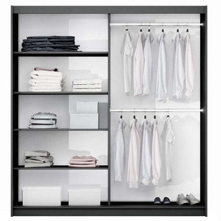 Sliding Wardrobe - OLDHAM 2 Door Mirrored Wardrobe Grey 200cm