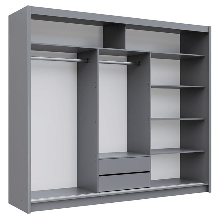 Kinross II 250cm 3-Door Mirrored Sliding Wardrobe – Graphite – product image 10