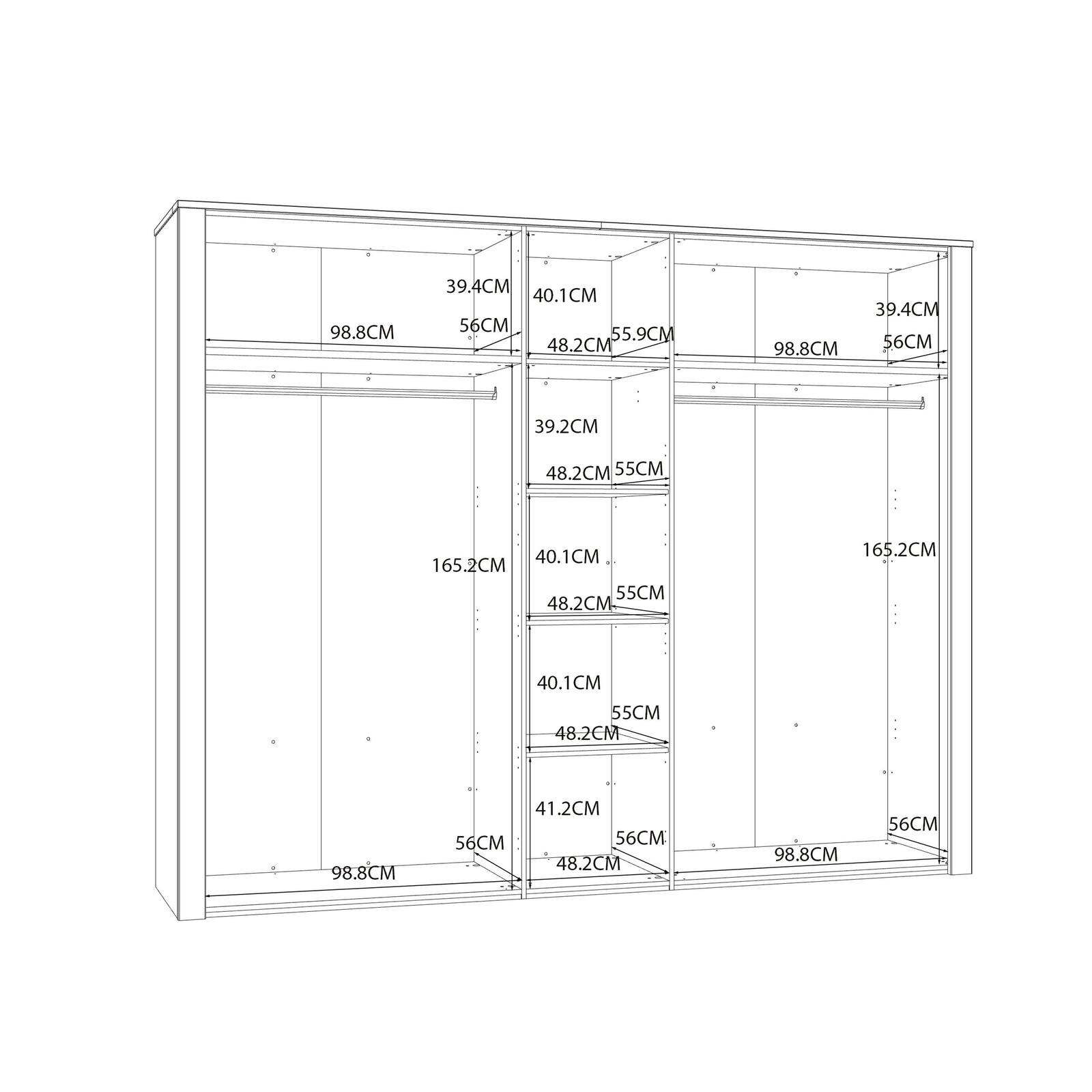 Buenos 266cm 5-Door Wardrobe – White & Riviera Oak – product image 13