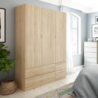 HARVEY 3 door 4 drawer wardrobe in oak effect finish
