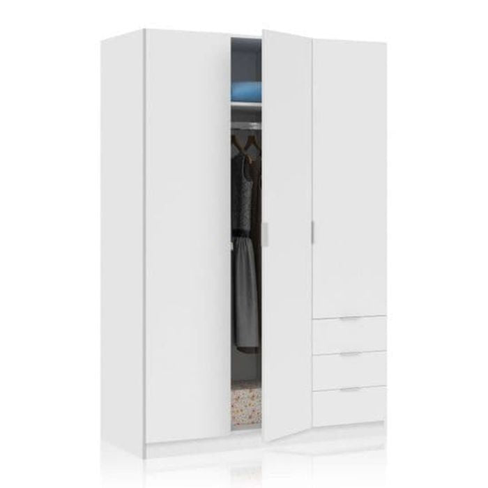 Oak effect 3 door 3 drawer wardrobe