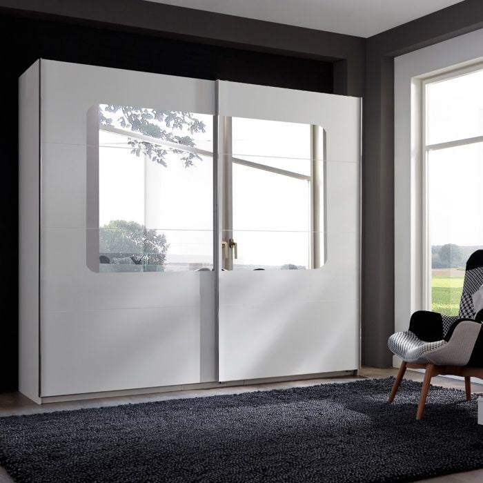 CHOICEWARDROBE 3-door white sliding wardrobe with mirrored doors.