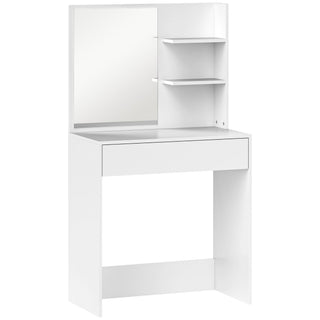 homcom dressing table with mirror and storage white