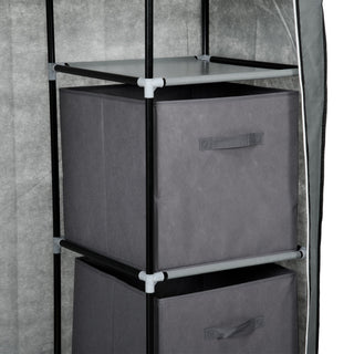 homcom fabric wardrobe portable wardrobe clothes storage unit with 5 compartments hanging rail and 2 fabric drawers 102 x 42 5 x 162 5cm dark grey